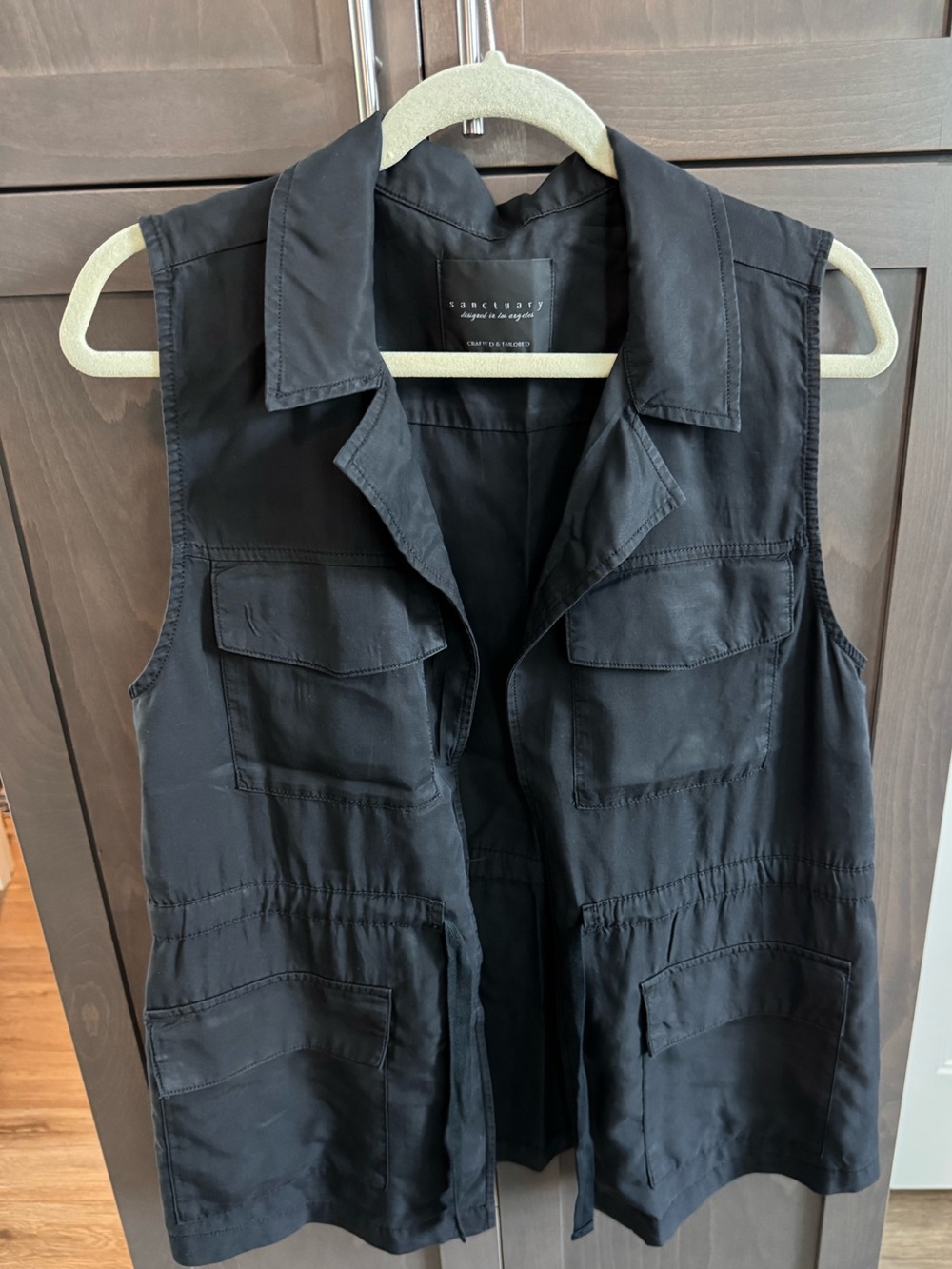 Sanctuary Black Sleeveless Utility Vest with Front Pockets